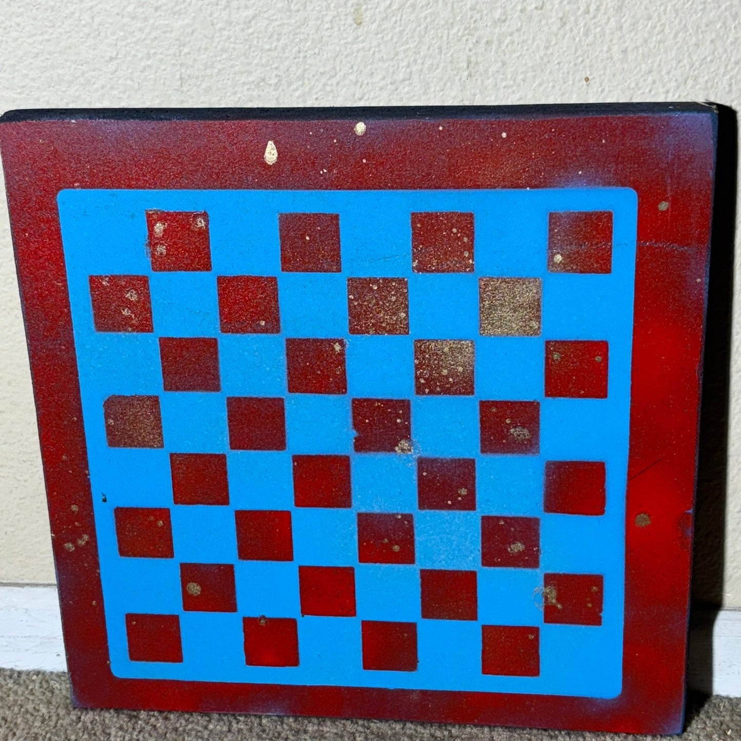 Blue & Red Sprinkled Gold - Painted Chess Board