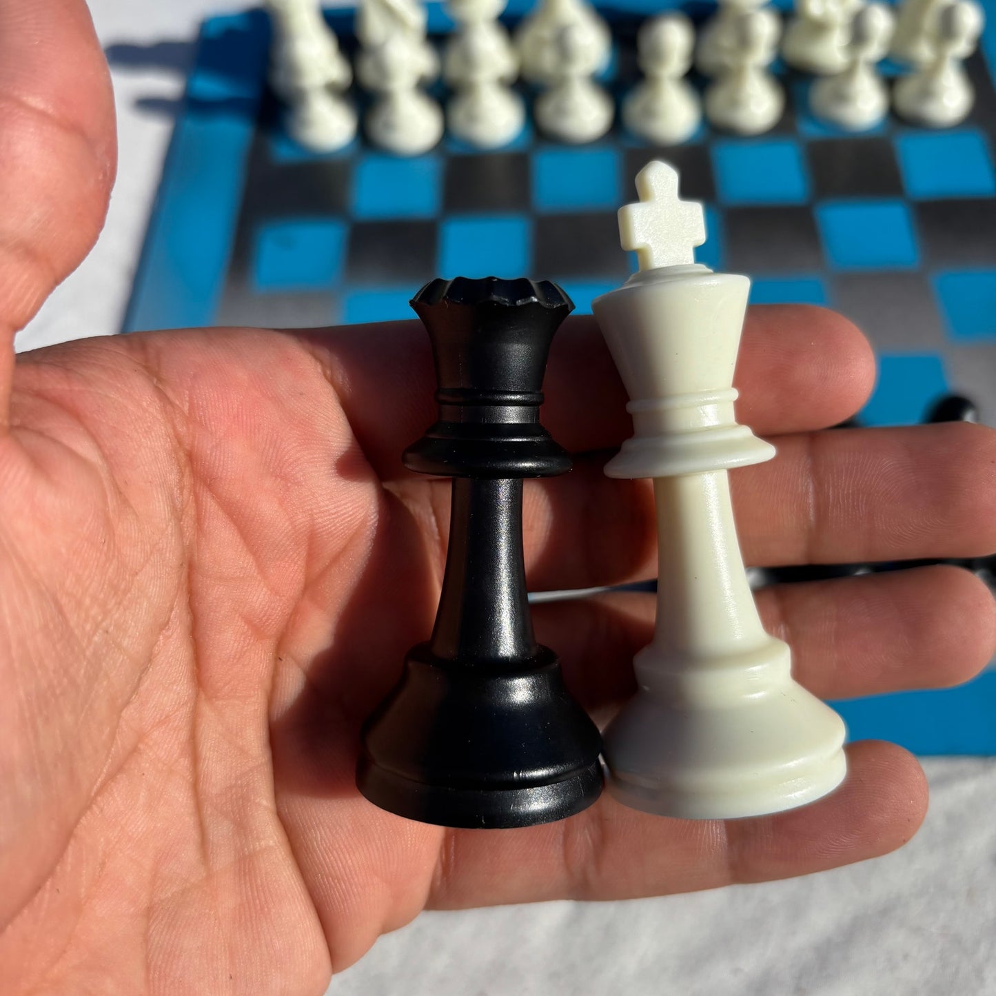 Black & Blue Snow Rush - Painted Chess Set