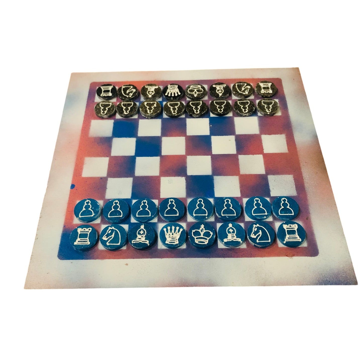 Peach Blue Mix - Painted Chess Set