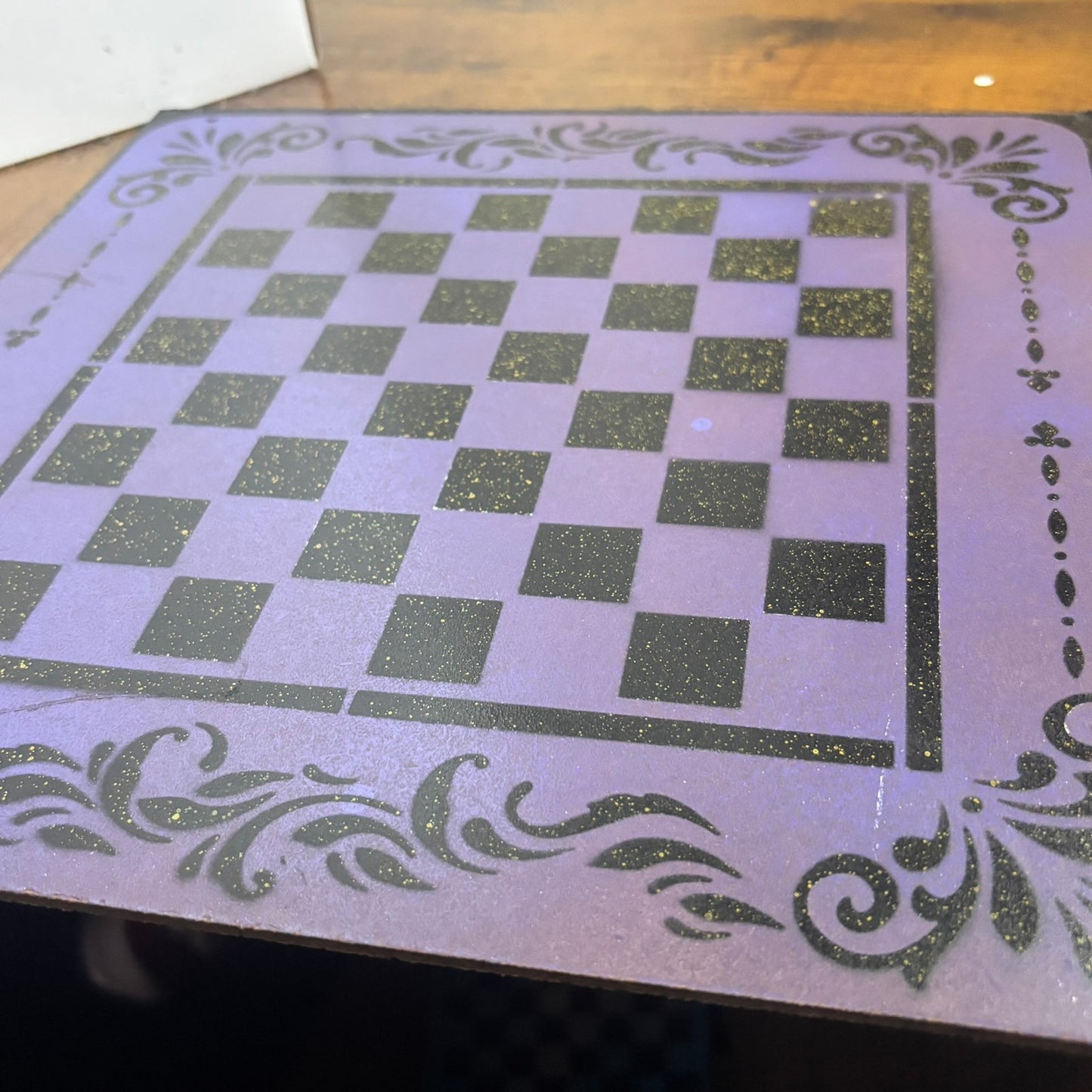 Purple & Black - Painted Chess Board