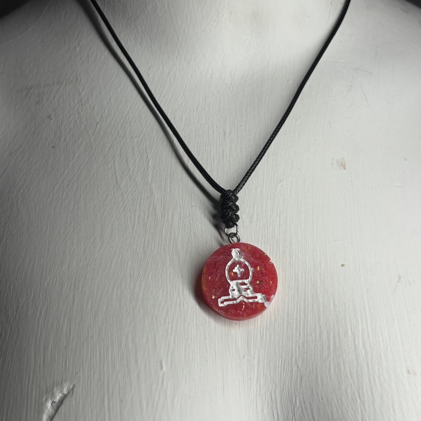 Red Crystal Bishop - Handmade Resin Chess Necklace