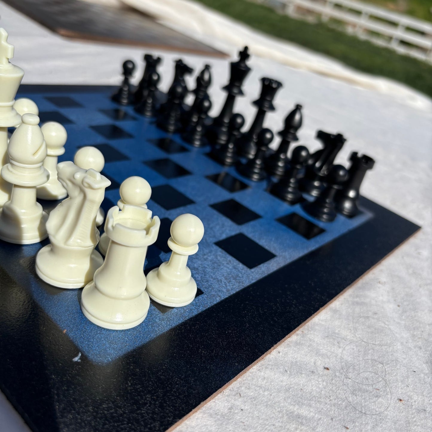 Blue & Black - Painted Chess Set