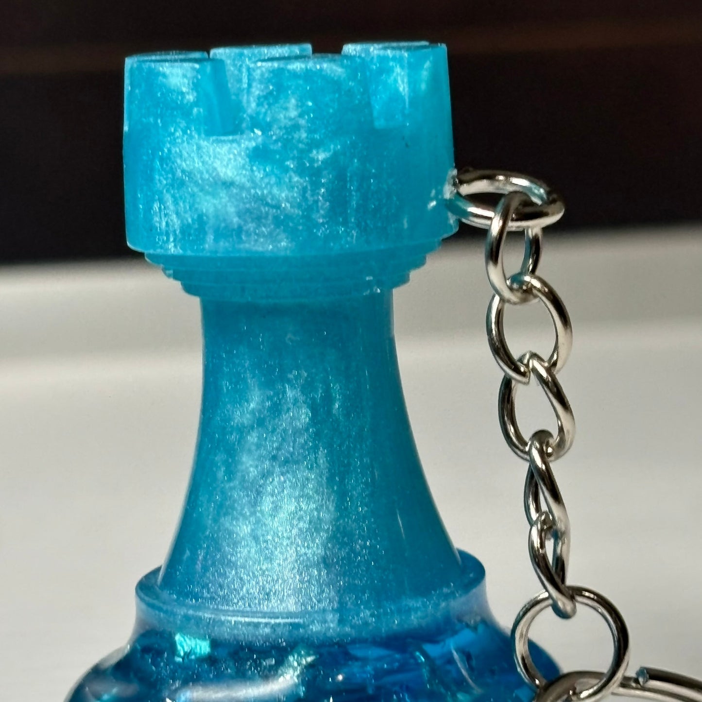 The Ice Blue Rook - Handmade Resin Keychain - Large Edition