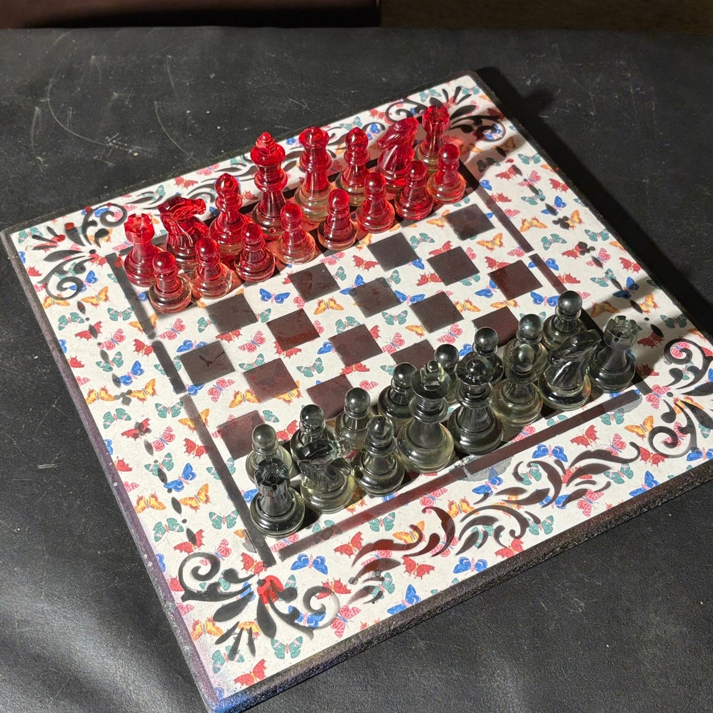Colorful Butterflies - Scrapbook Chess Set
