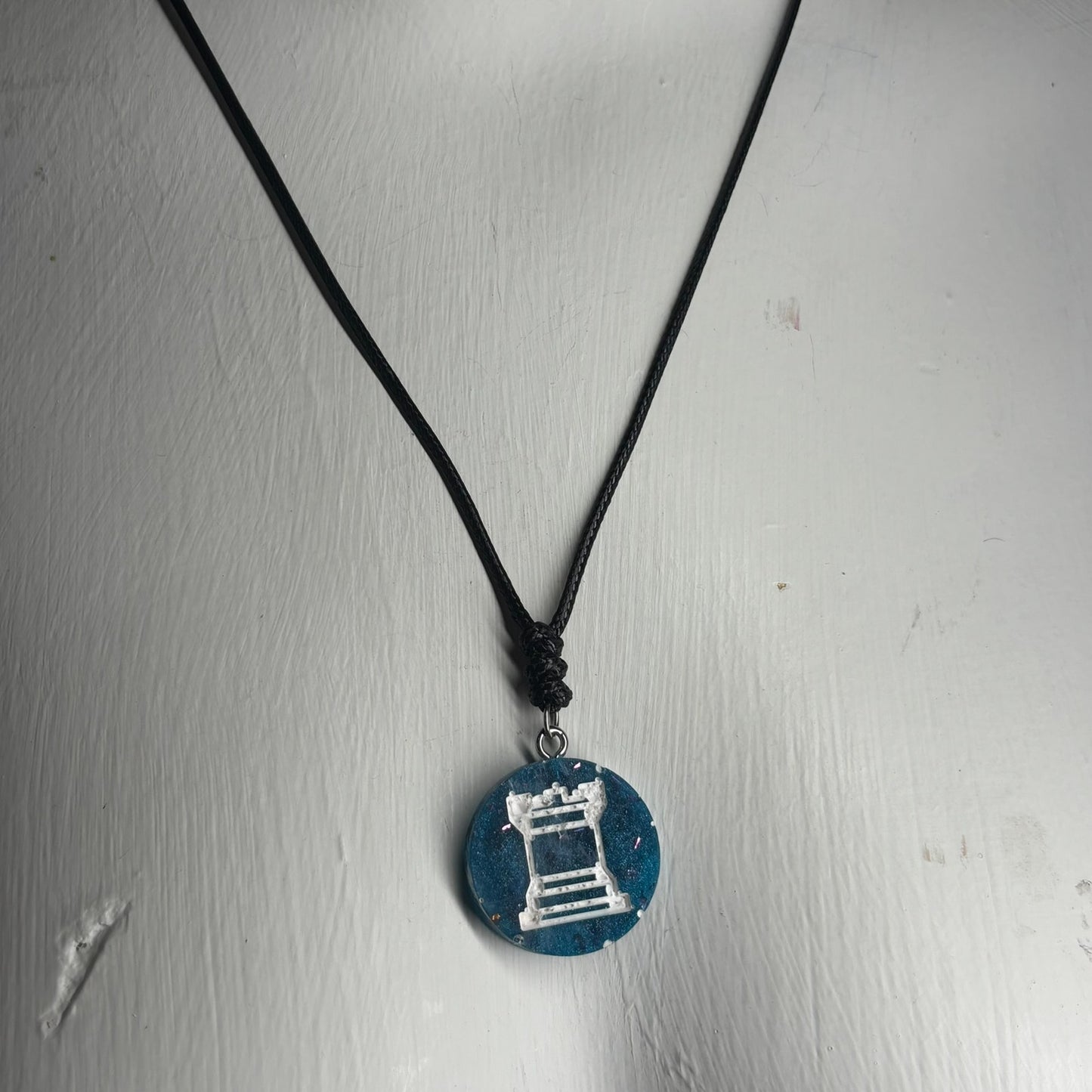 Blue Rook - Handmade Resin Chess Necklace