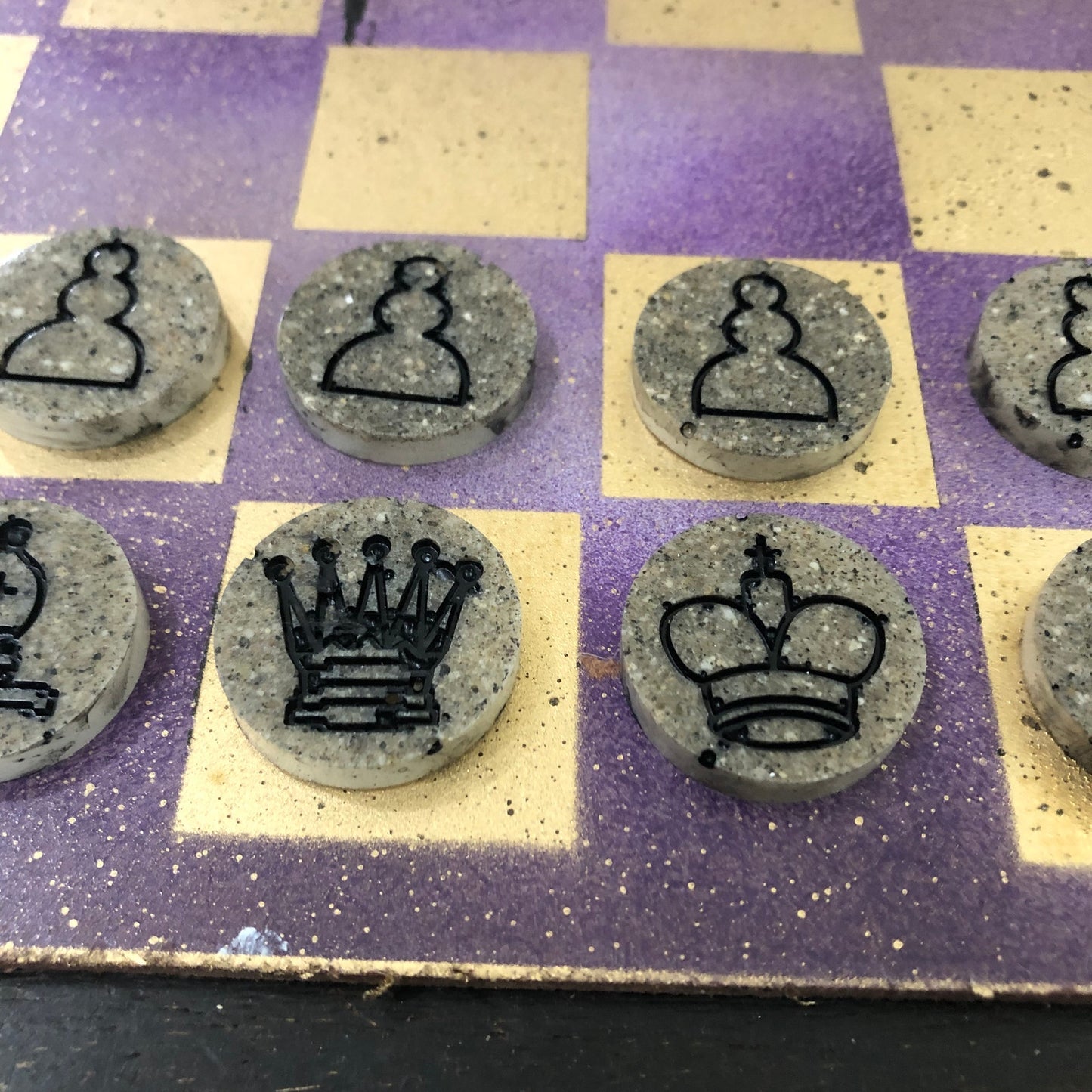 Purple Gold - Painted Chess Set