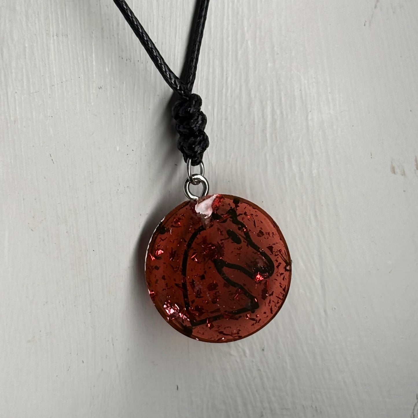 Classic Red Knight - Handmade Resin Chess Necklace