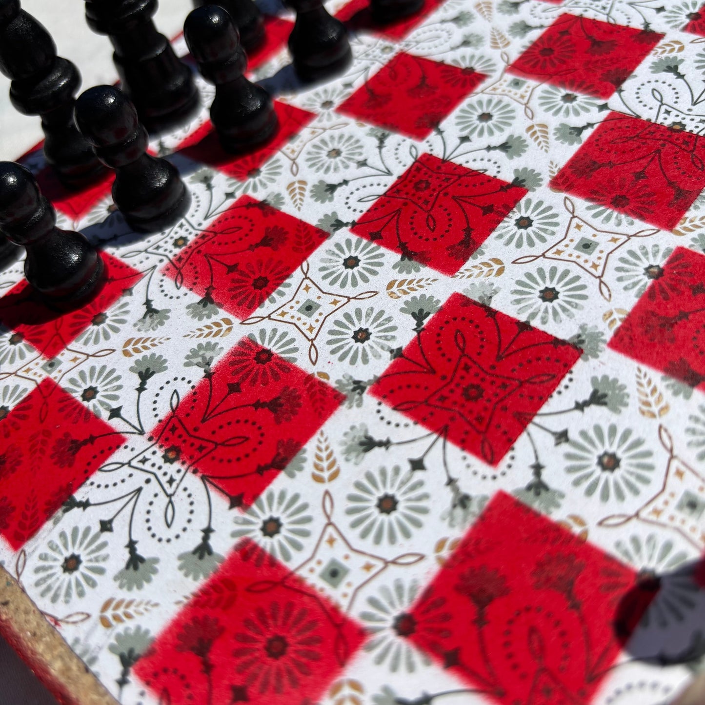 Vintage Red & White - Scrapbook Chess Set