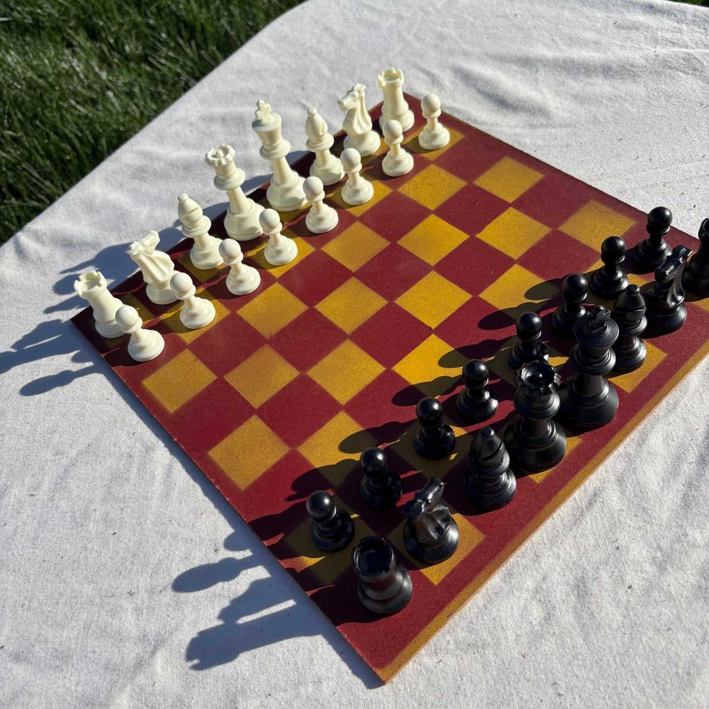 Yellow & Red - Painted Chess Set