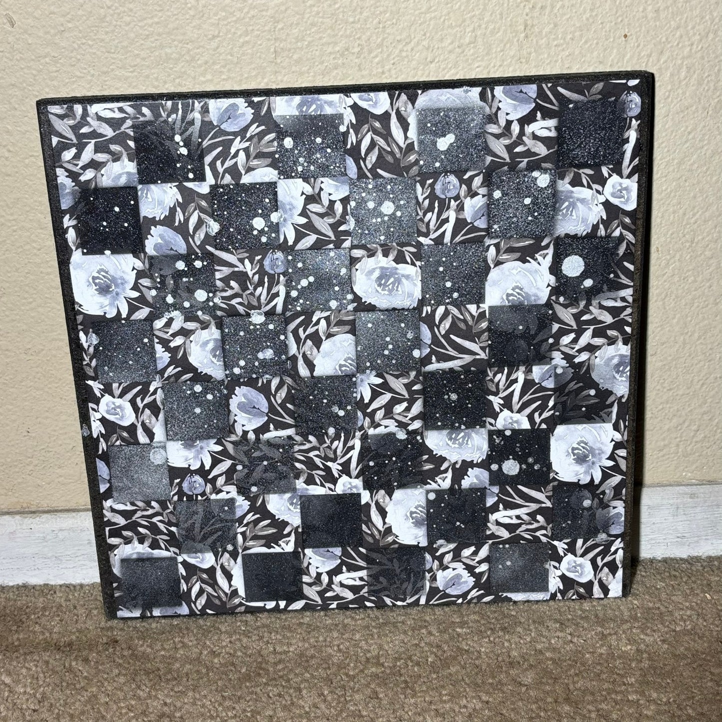 Snow Stained Flowers - Scrapbook Chess Board