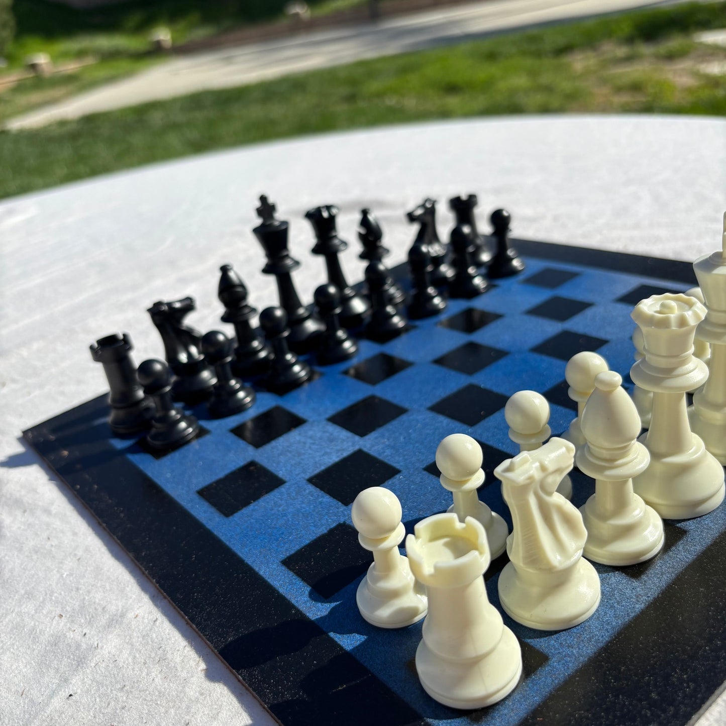 Blue & Black - Painted Chess Set