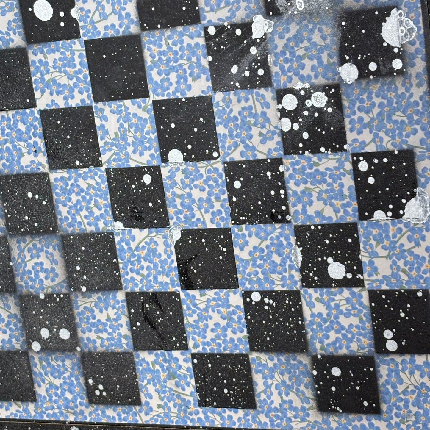 Blue Rose Bush - Large Scrapbook Chess Board