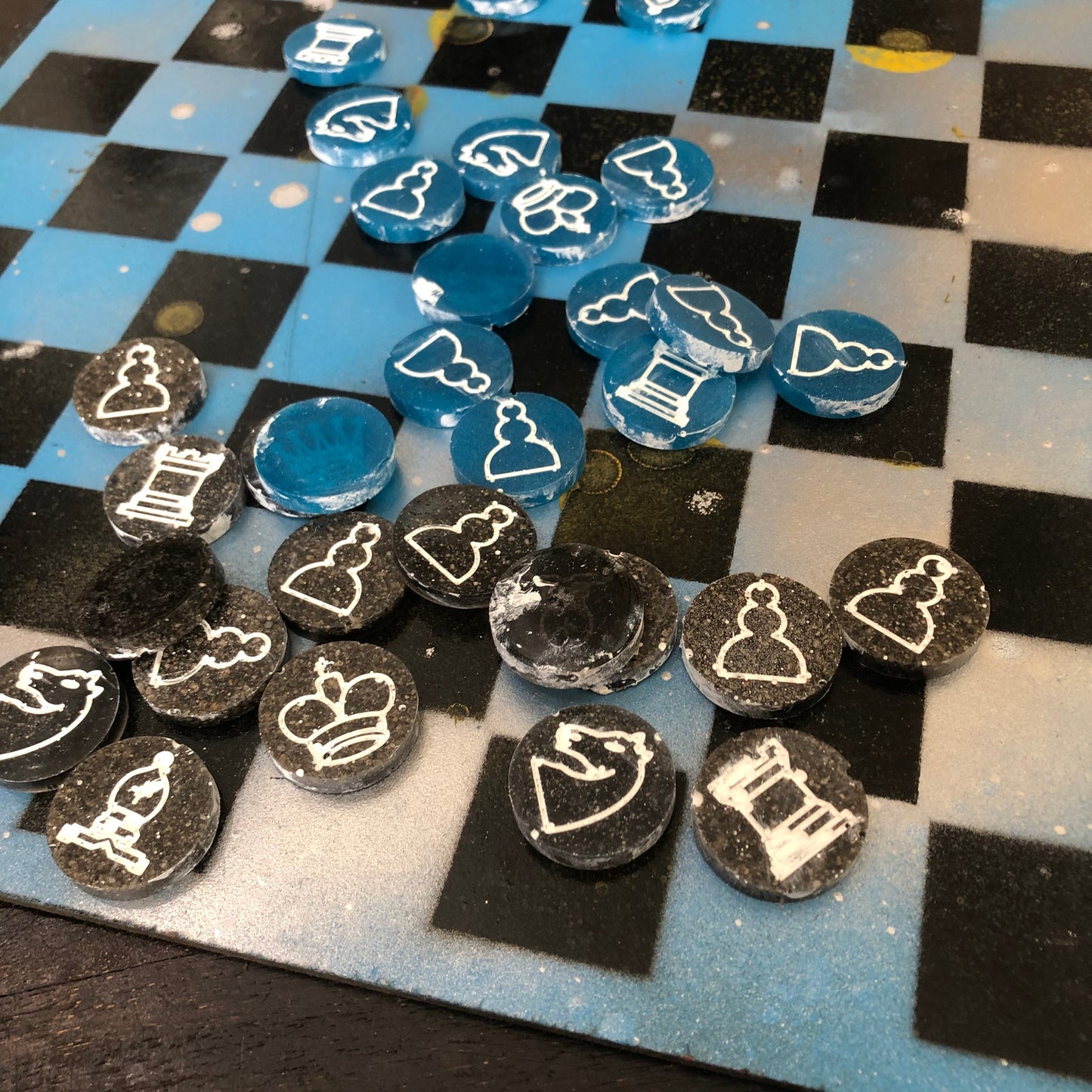 Cloudy Blue - Painted Chess Set
