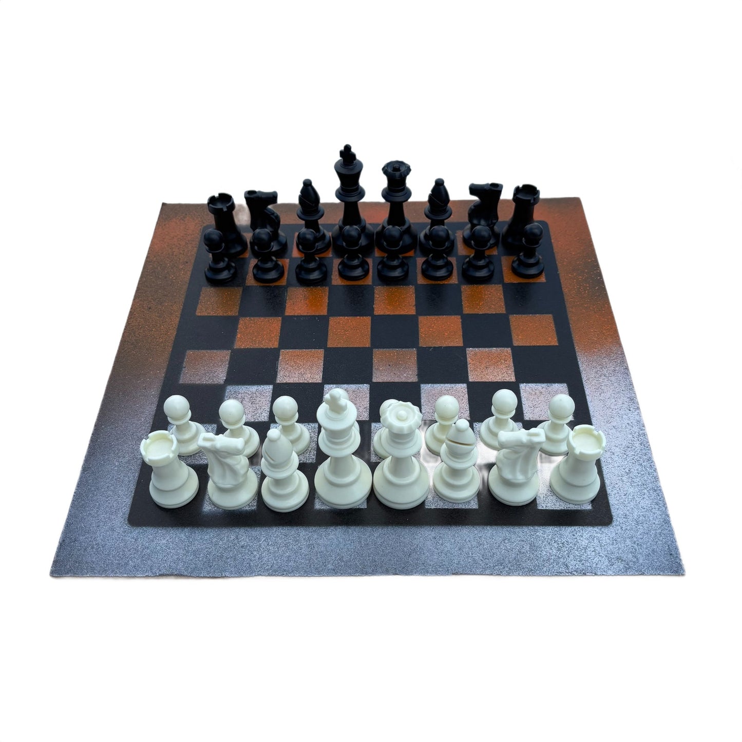 Orange & White Snow - Painted Chess Set