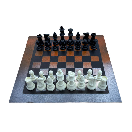 Orange & White Snow - Painted Chess Set