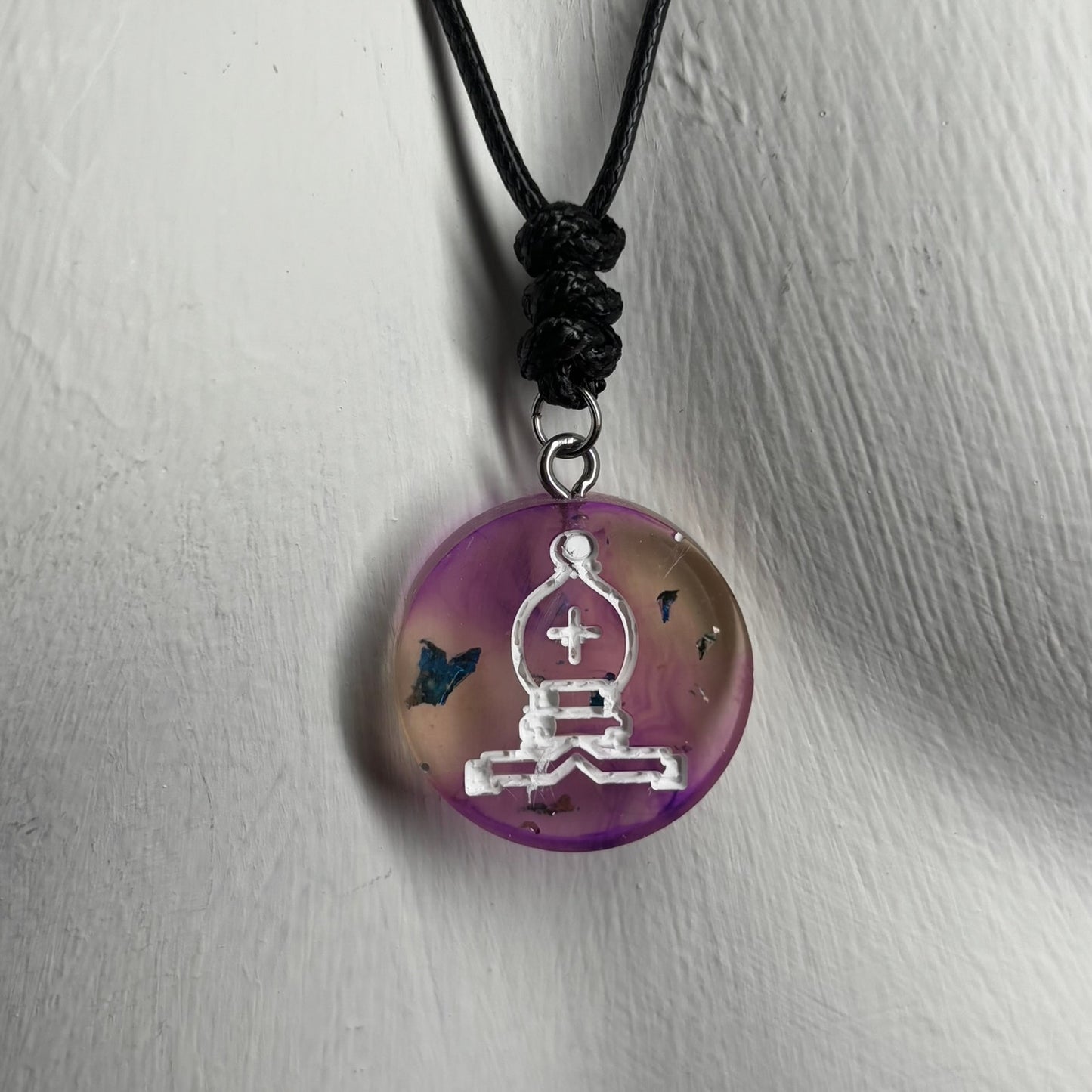 Purple Mix - Handmade Resin Chess Necklace - Flat Edition