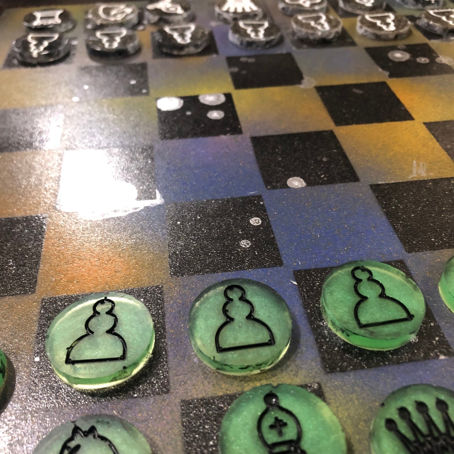 Toxic Green - Painted Chess Set