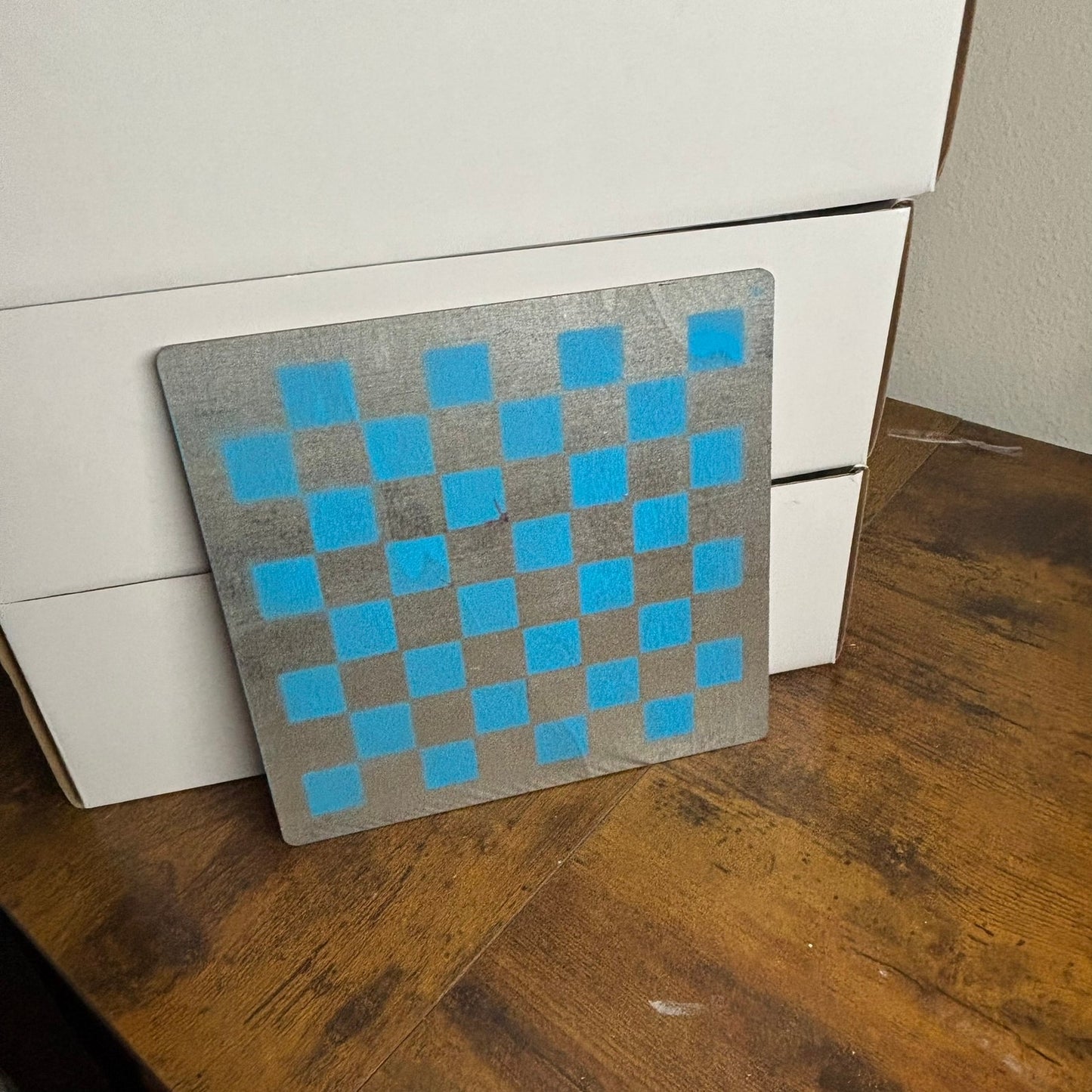 Chrome Blue - Painted Thin Wooden Chess Board