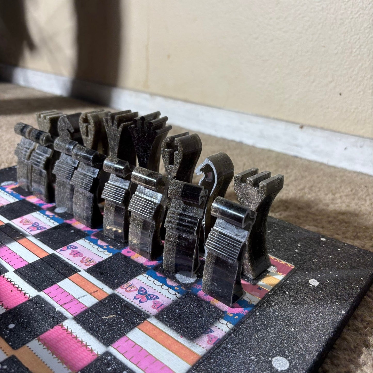 Pink Stripes - Large Deluxe Chess Set