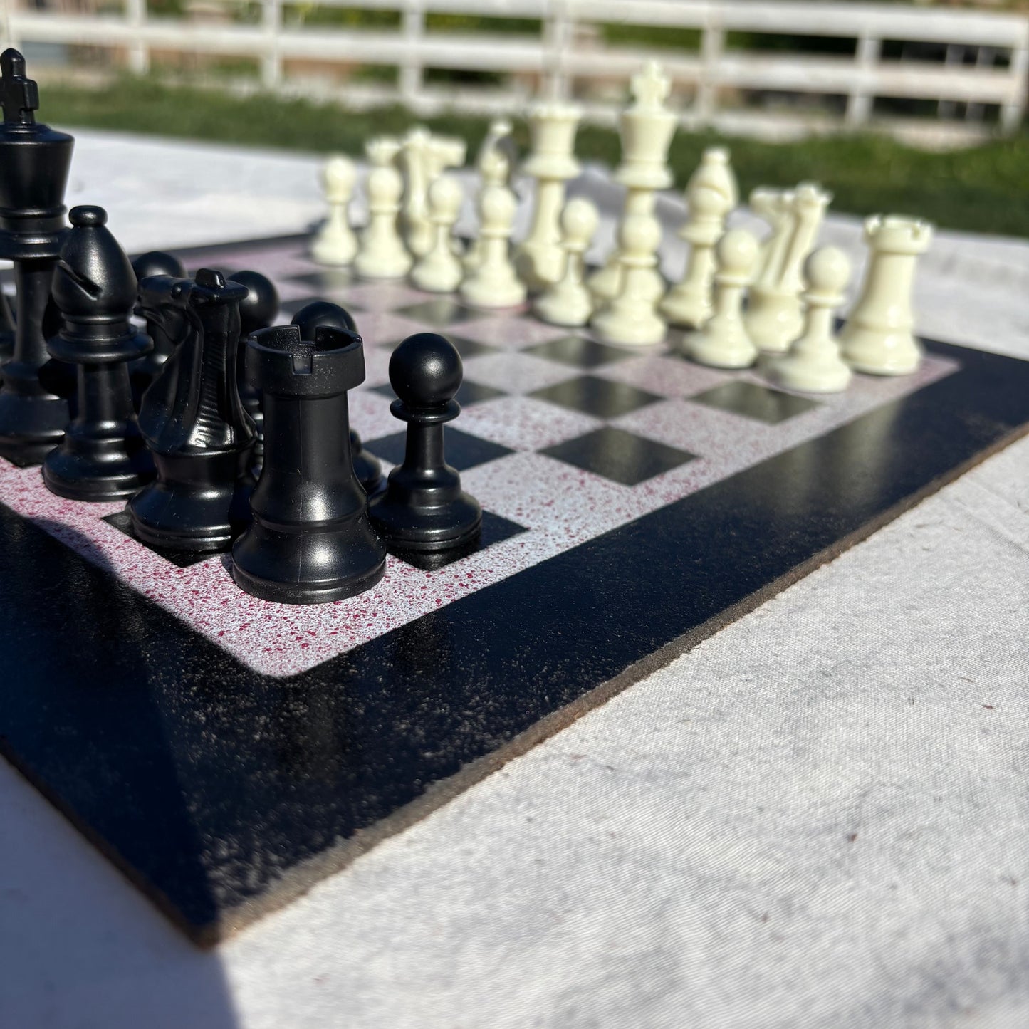 Sprinkled Red - Painted Chess Set
