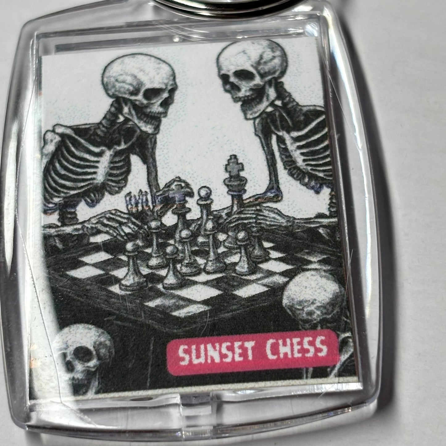 Bones At Play - Sunset Chess Photo Keychain