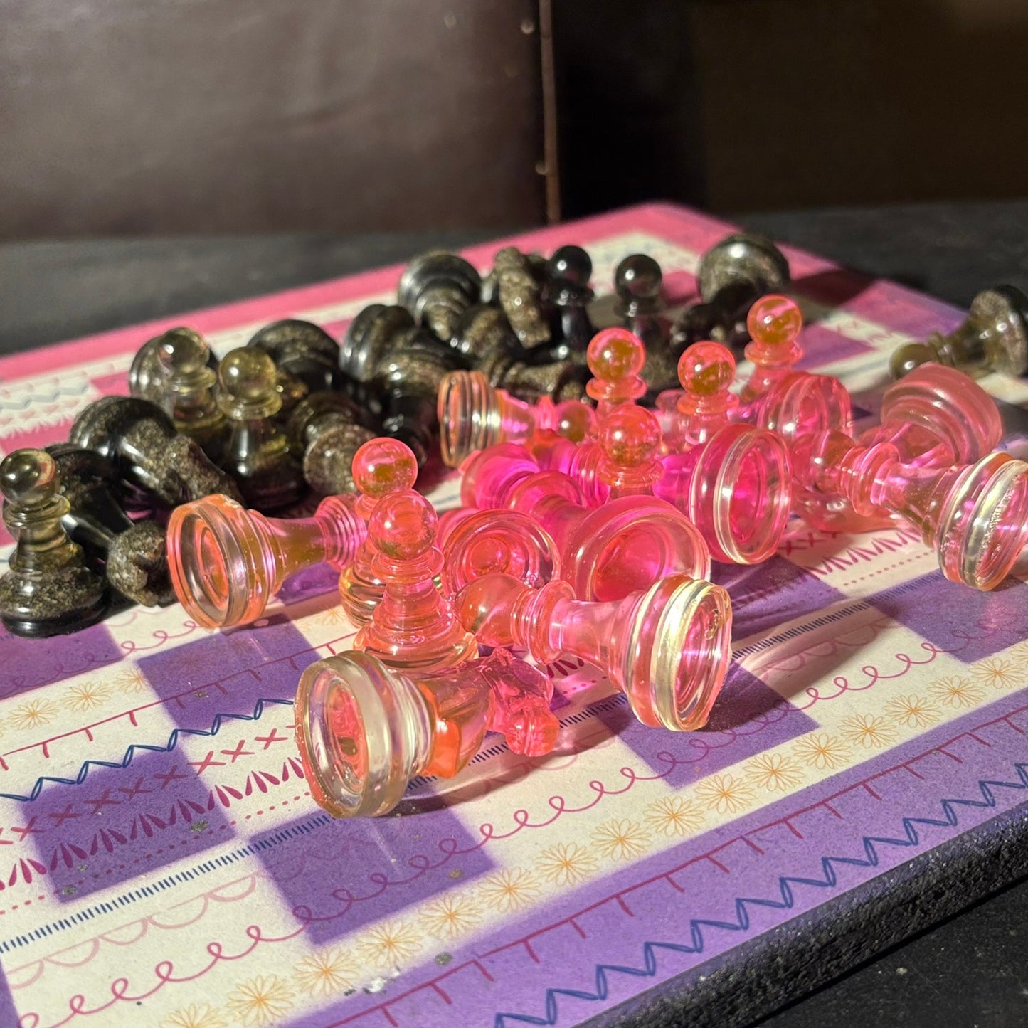 Pink & Purple Mix - Scrapbook Chess Set