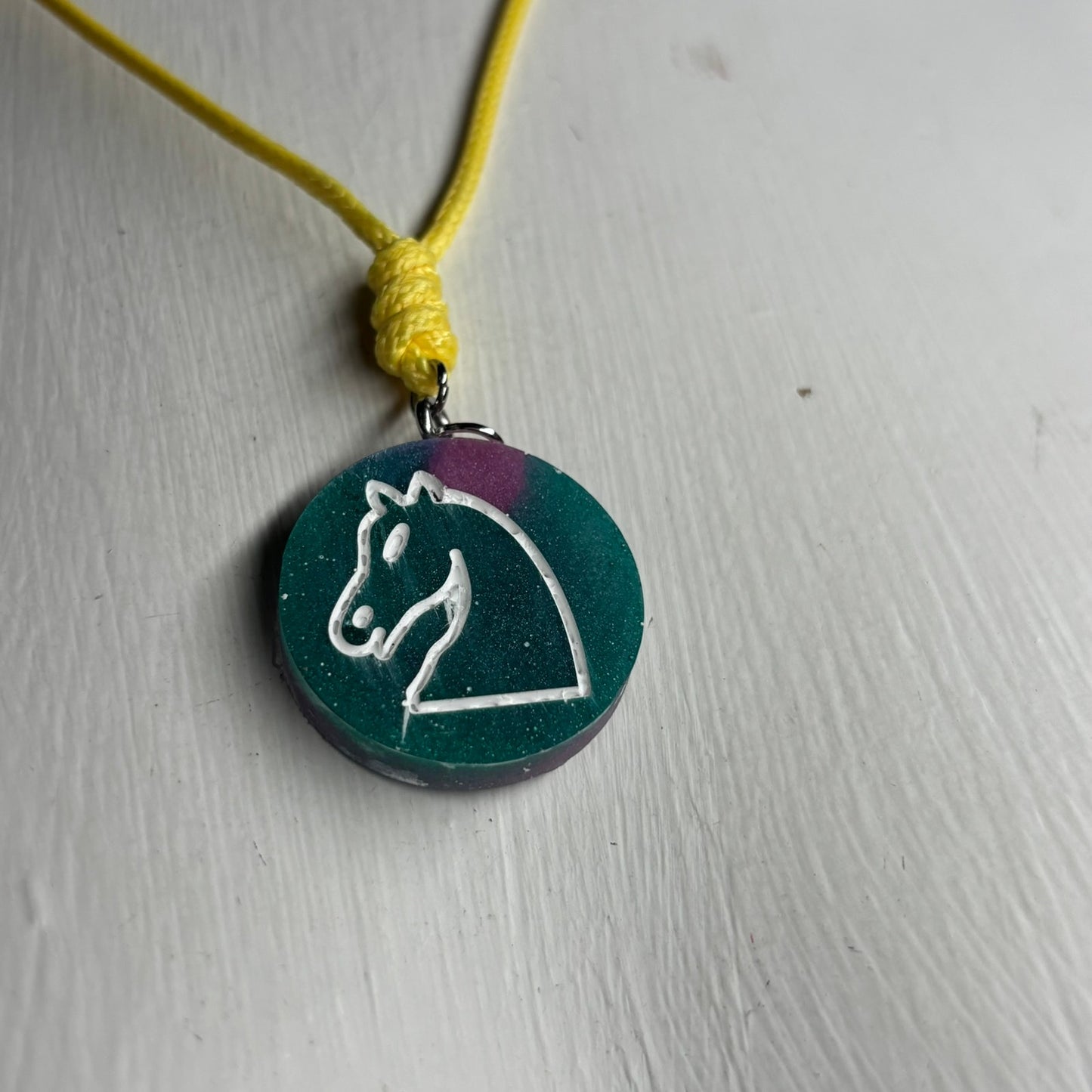 Green Space Knight - Handmade Resin Chess Necklace