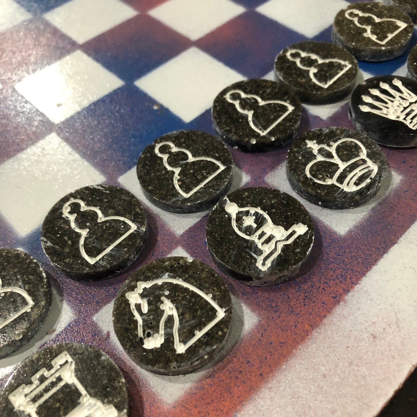 Peach Blue Mix - Painted Chess Set