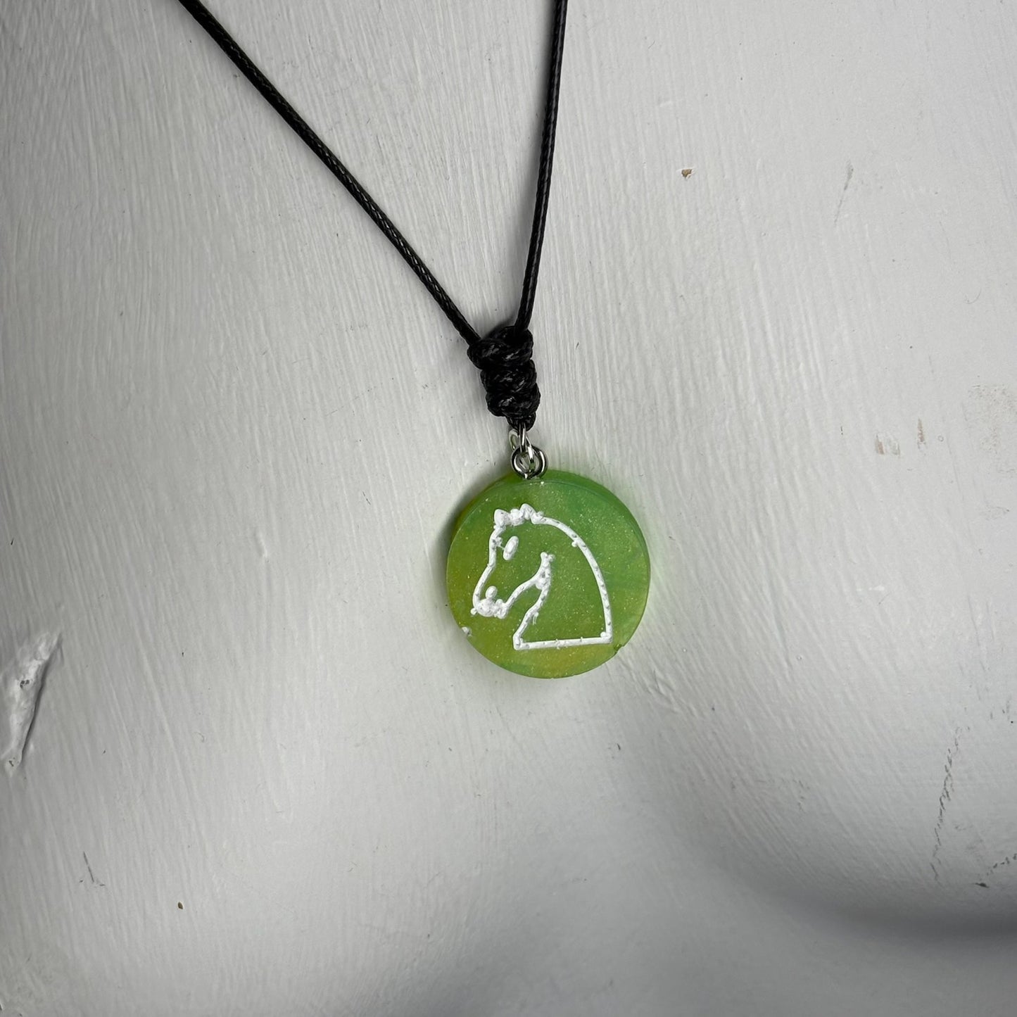 Green Knight - Handmade Resin Chess Necklace
