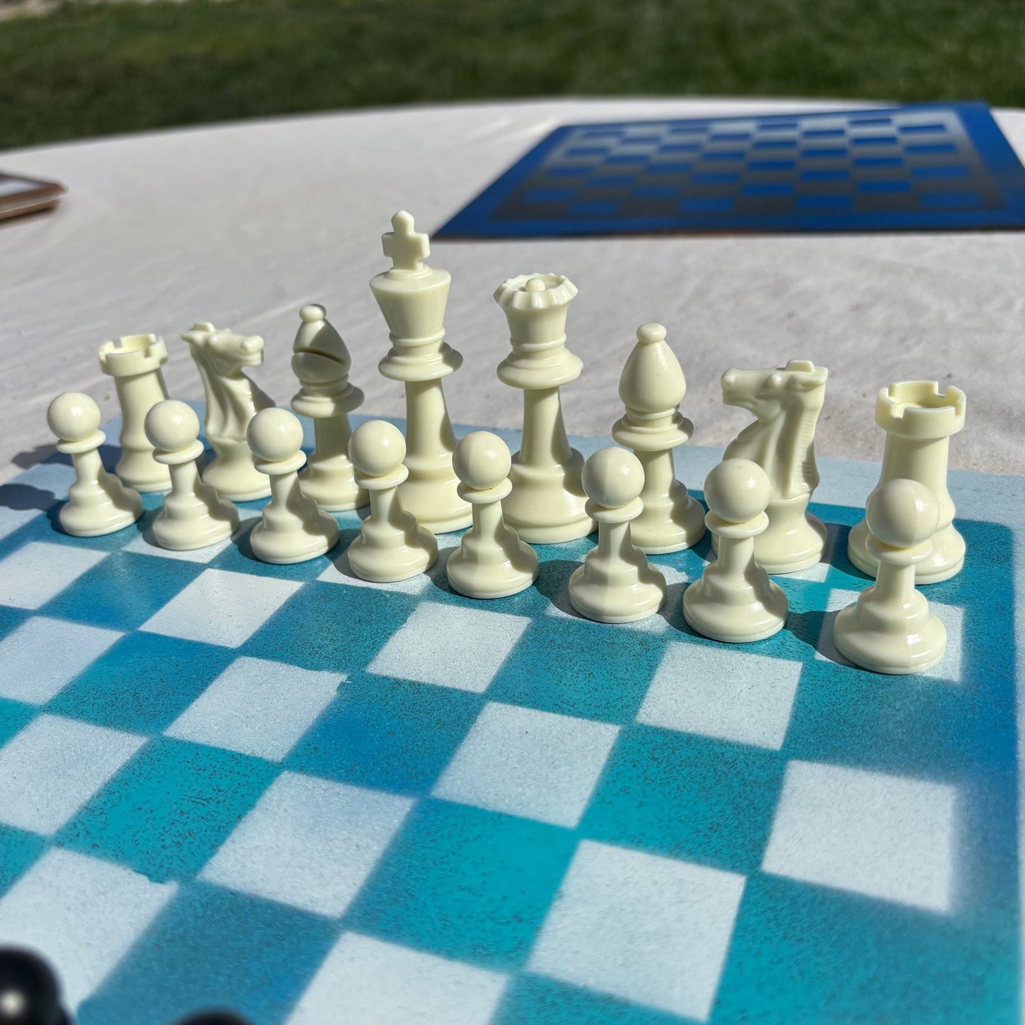 Cool Blue - Painted Chess Set