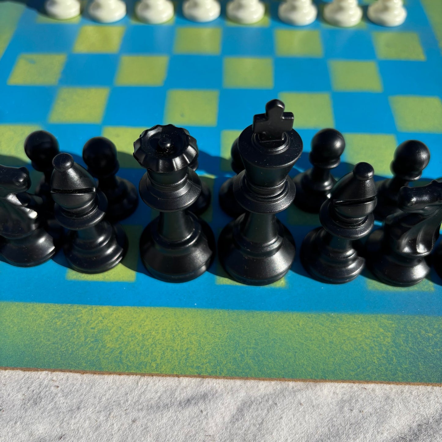 Bright Blue & Green - Painted Chess Set