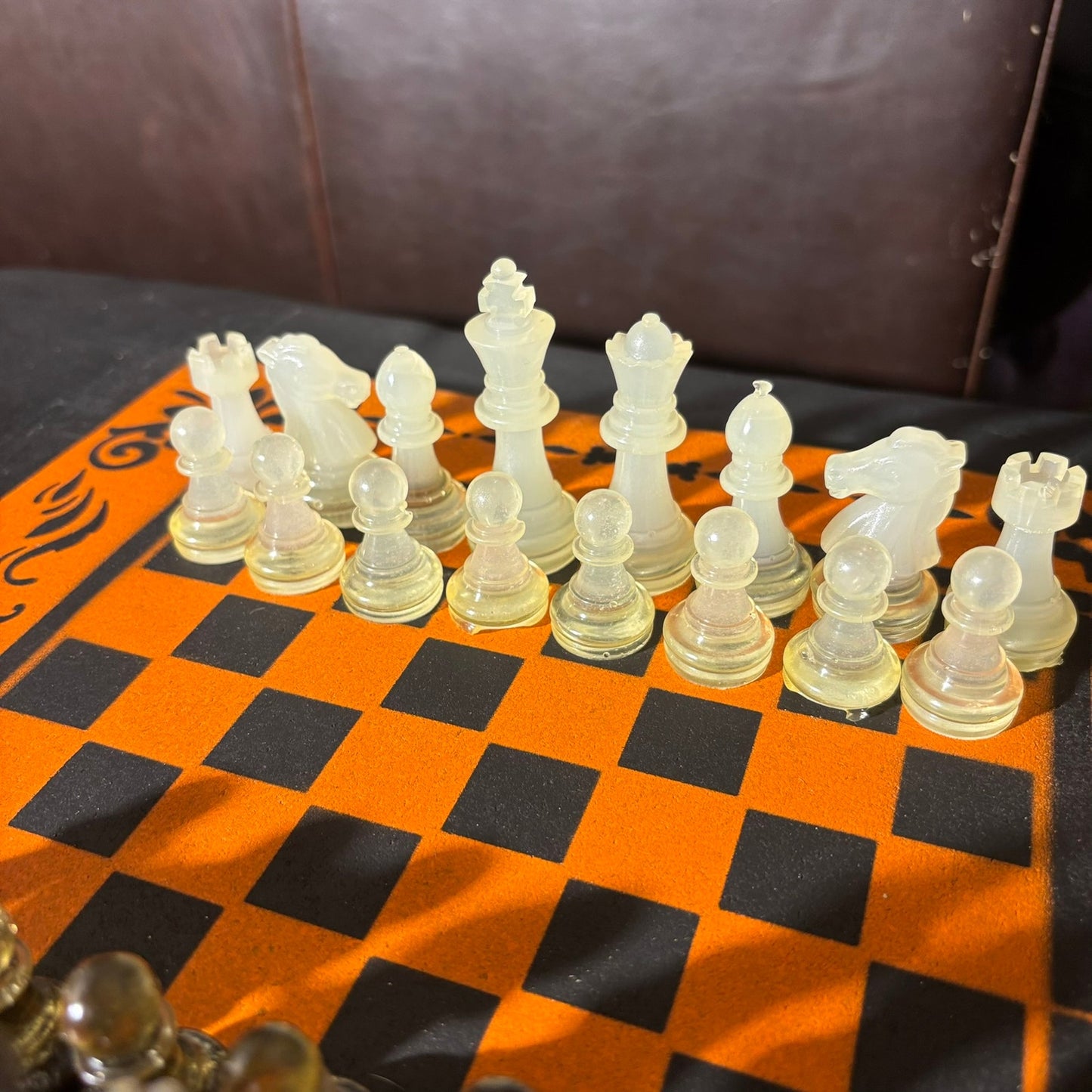 Orange & Black - Painted Chess Set