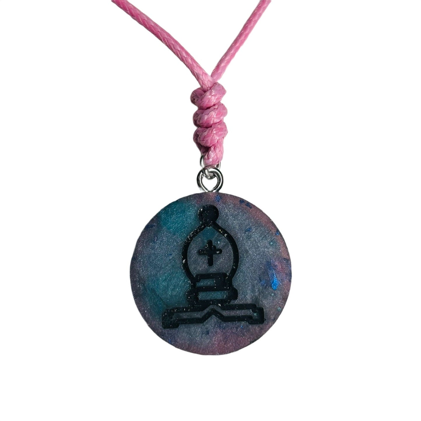 🎁 Blue Pink Bishop - Handmade Resin Chess Necklace (100% off)