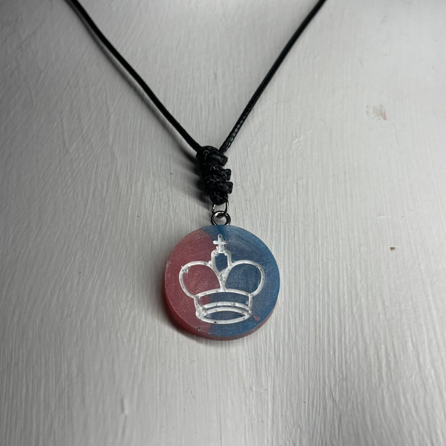 Red & Blue King - Handmade Resin Chess Necklace