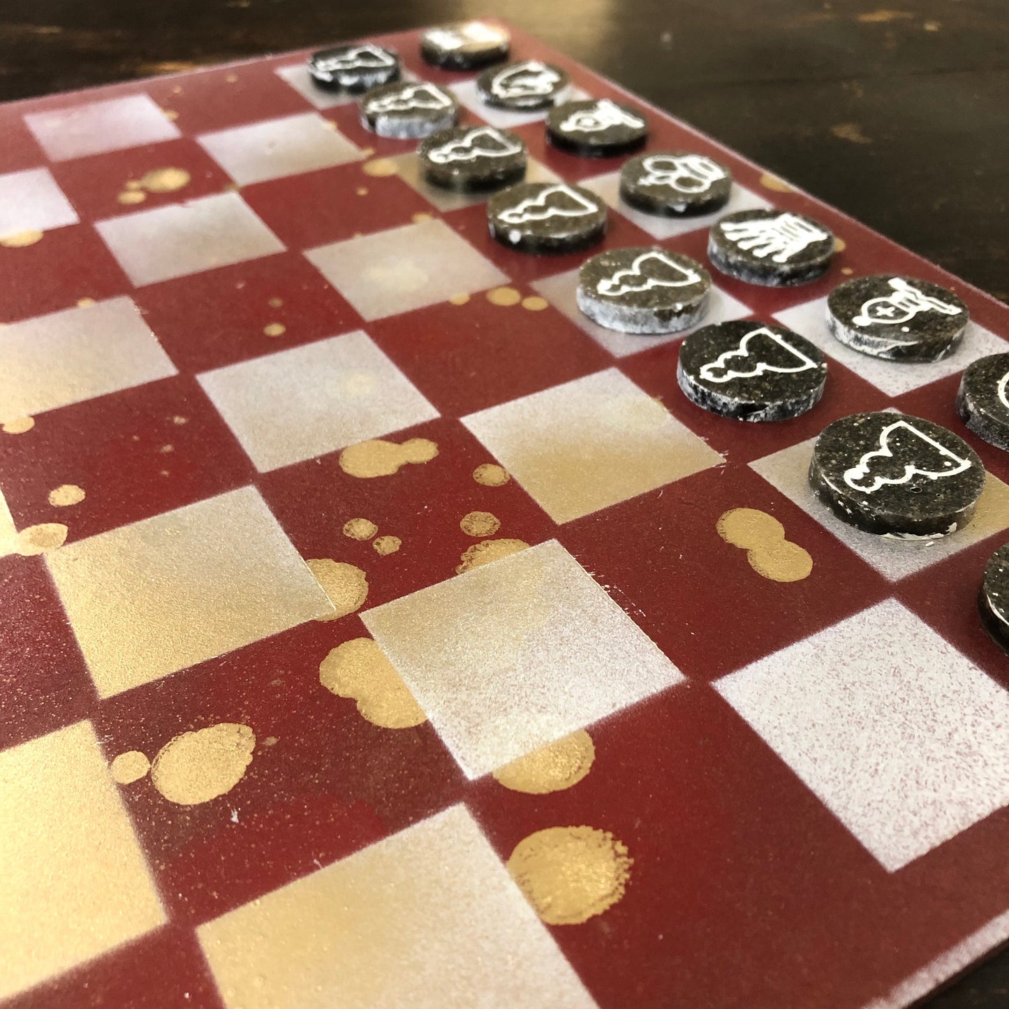 Golden Red - Painted Chess Set