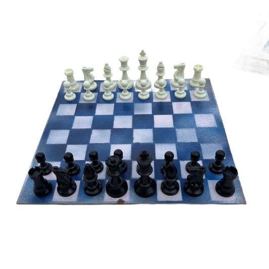 Blue & Pink - Painted Chess Set
