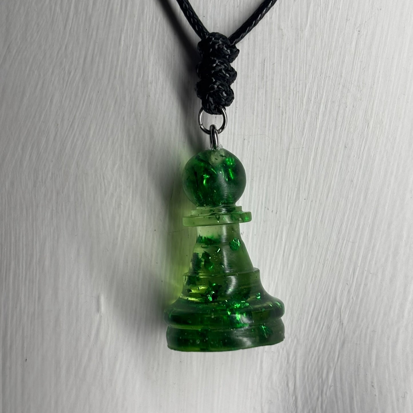 Green Crystal Pawn - Handmade Resin Chess Necklace