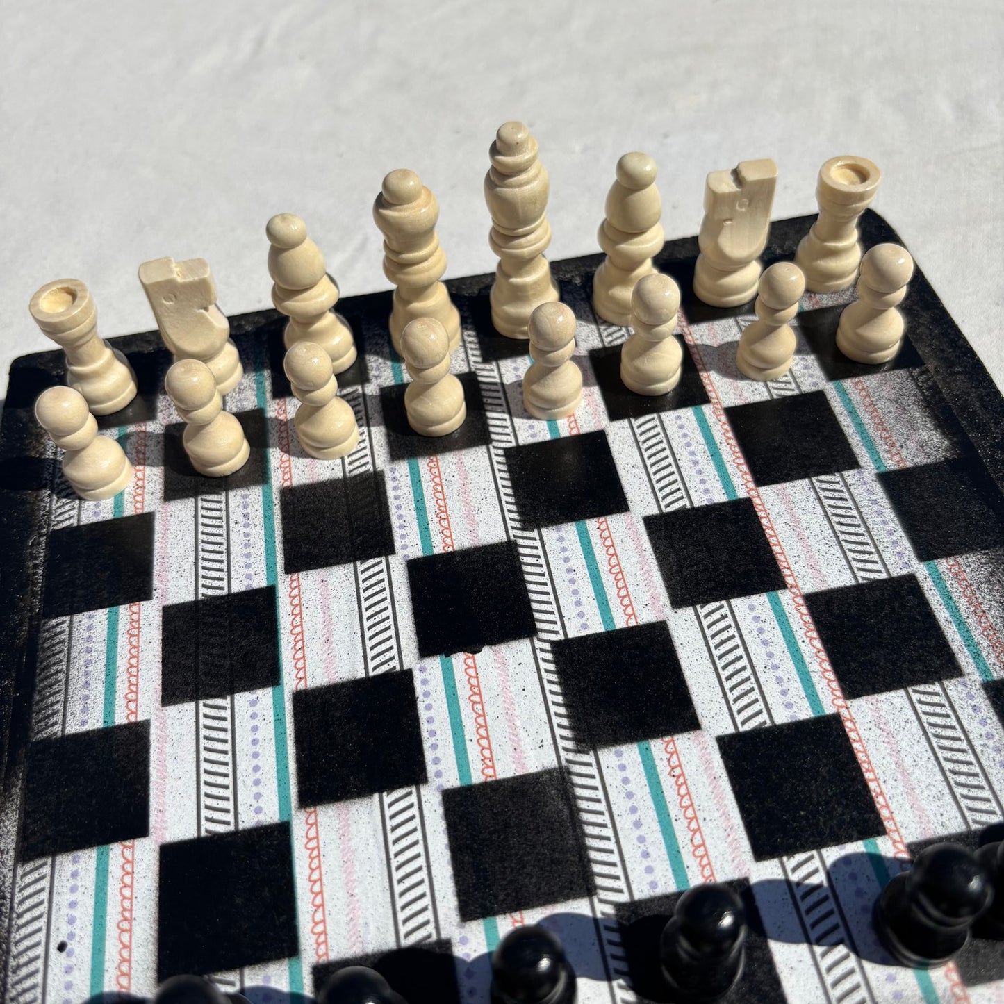 Vintage Lined Pattern - Scrapbook Chess Set