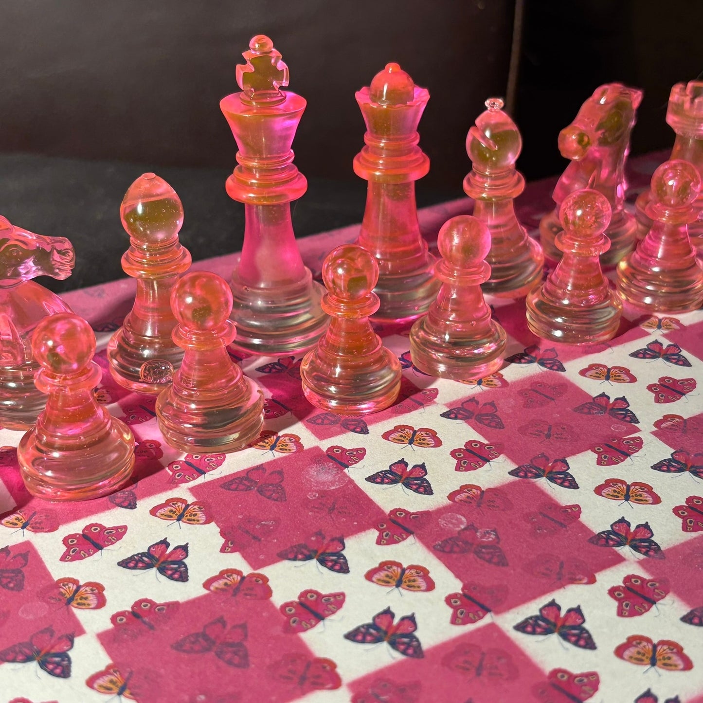 Pink Butterfly - Scrapbook Chess Set
