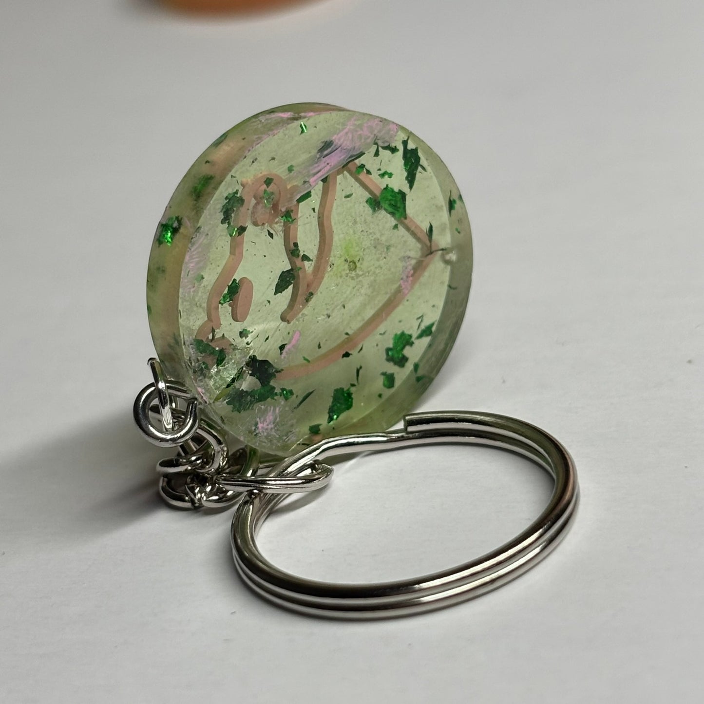 Lime Green Pink Knight - Handmade Resin Keychain