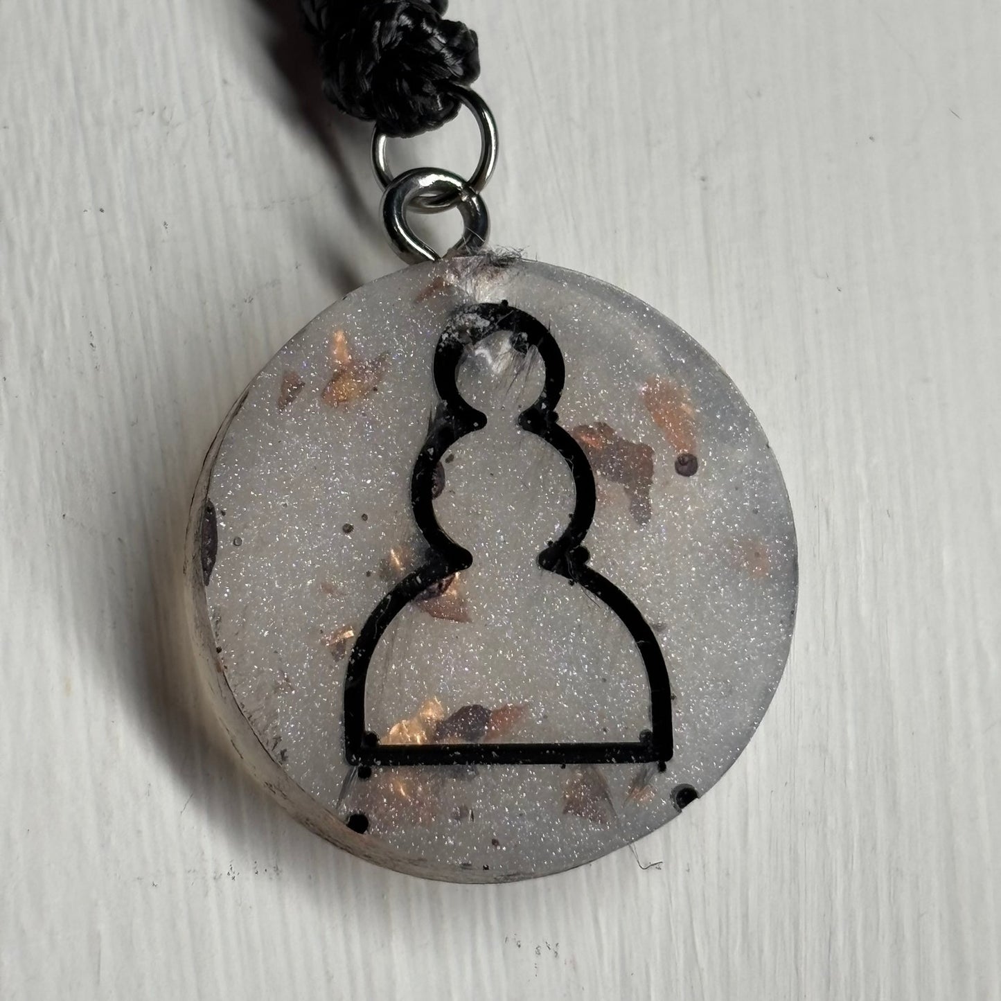 Crystal White Pawn - Handmade Resin Chess Necklace