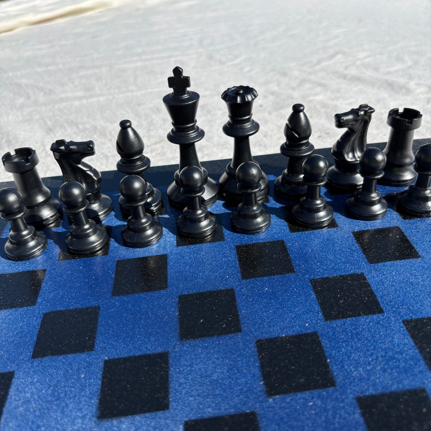 Dark Blue & Black - Painted Chess Set