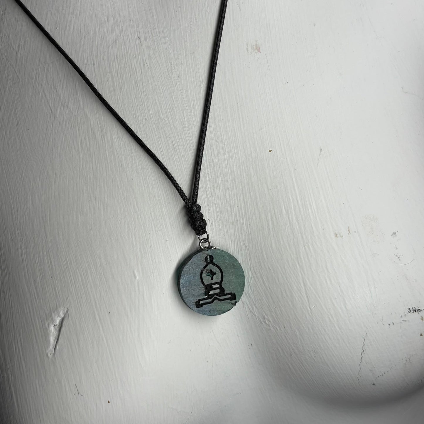 Dark Green Bishop - Handmade Resin Chess Necklace