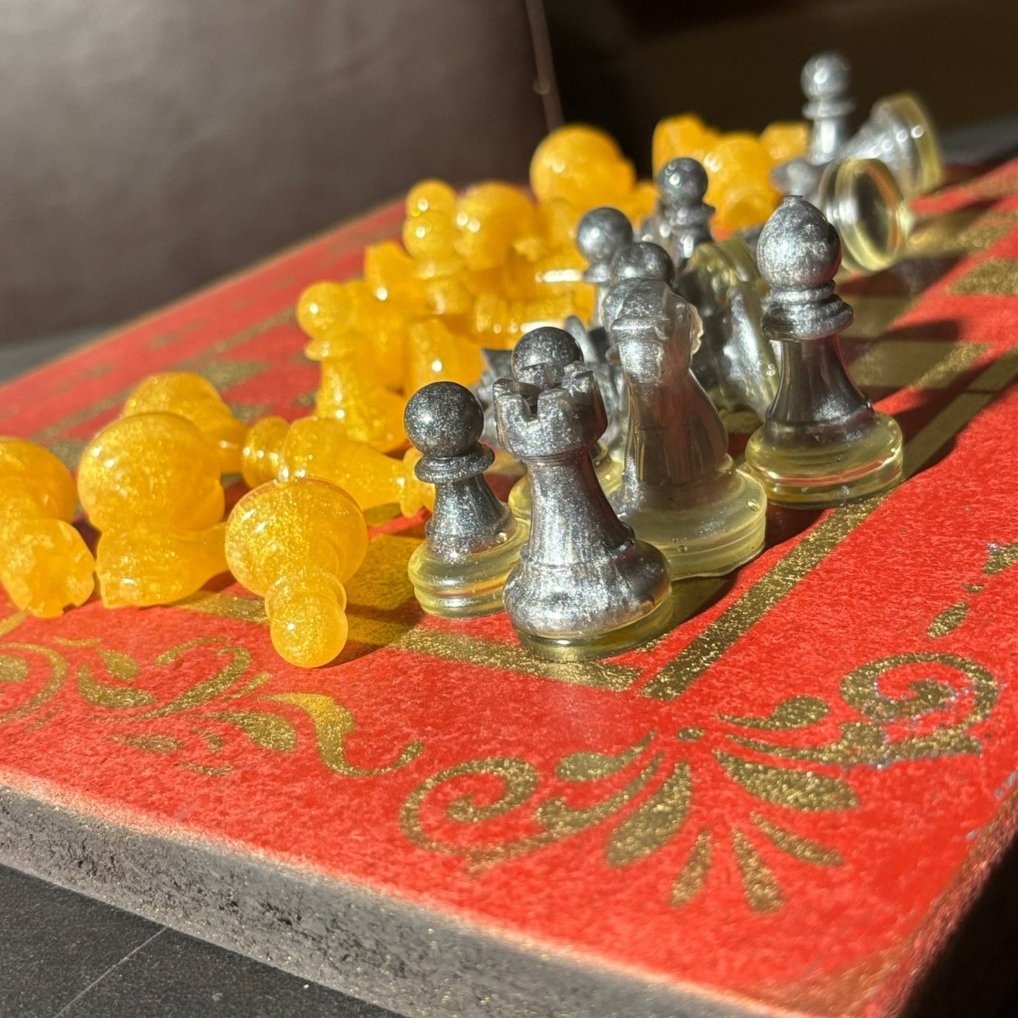 Golden Red - Painted Chess Set