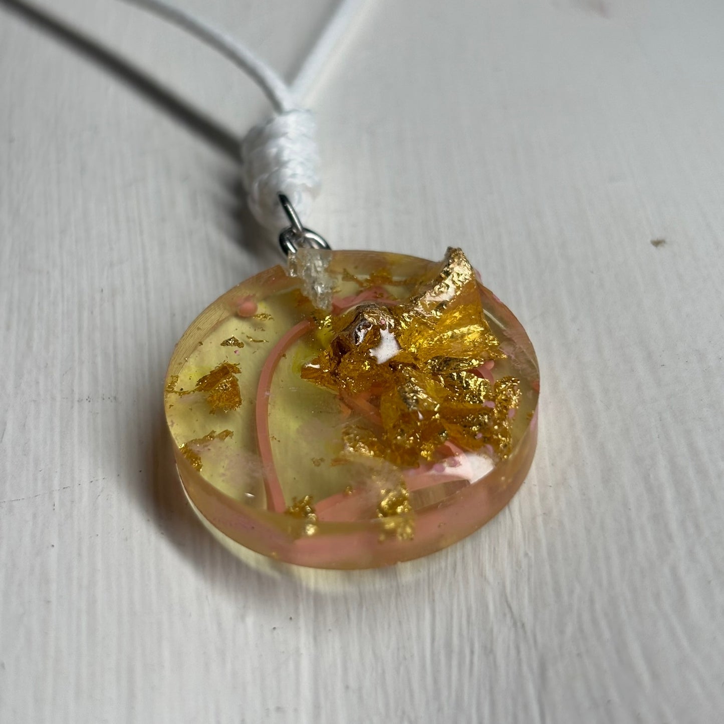 Yellow Crystal Pink Knight - Handmade Resin Chess Necklace