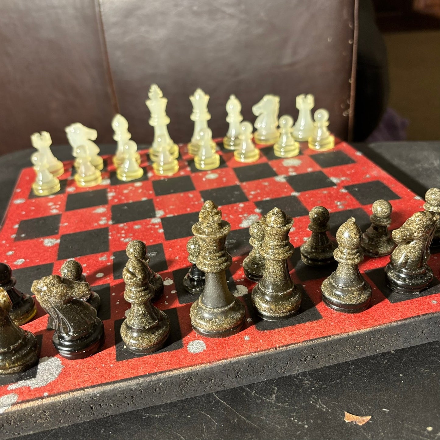 Red Chrome Black - Painted Chess Set