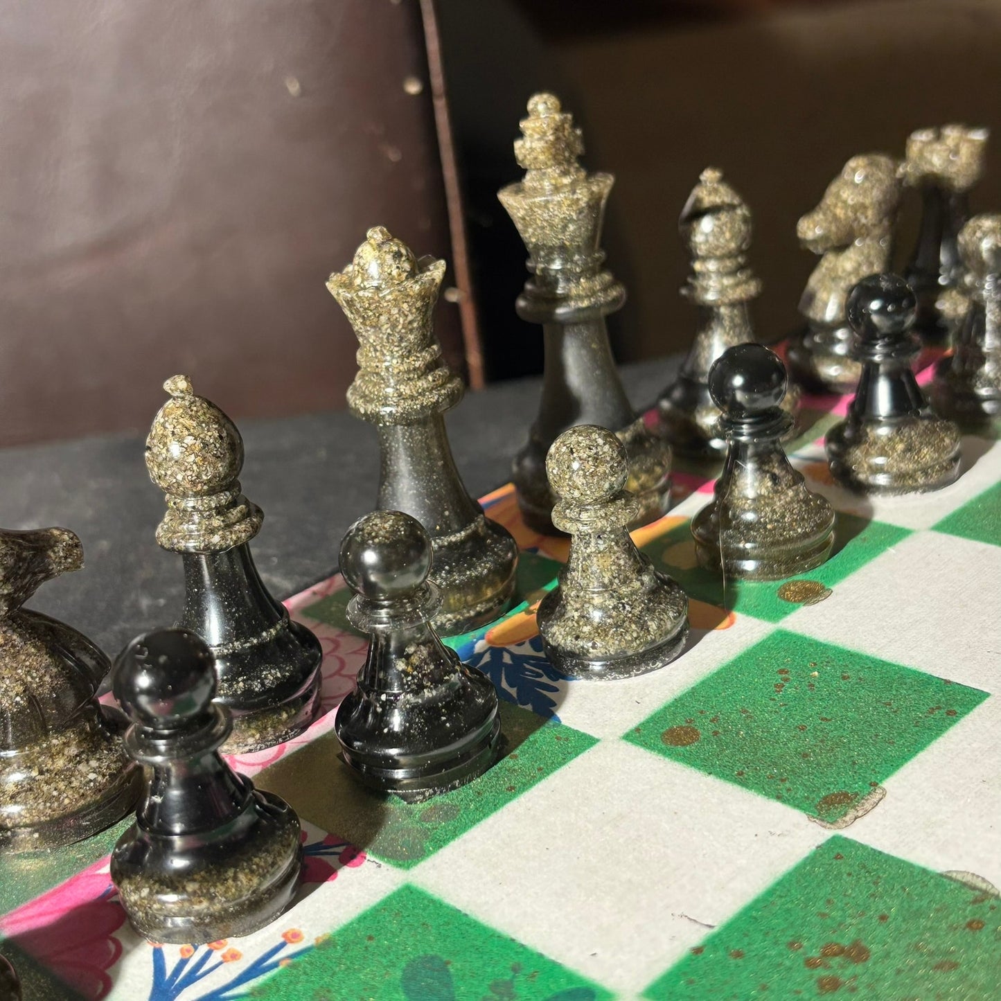 Vibrant Pink & Green - Scrapbook Chess Set