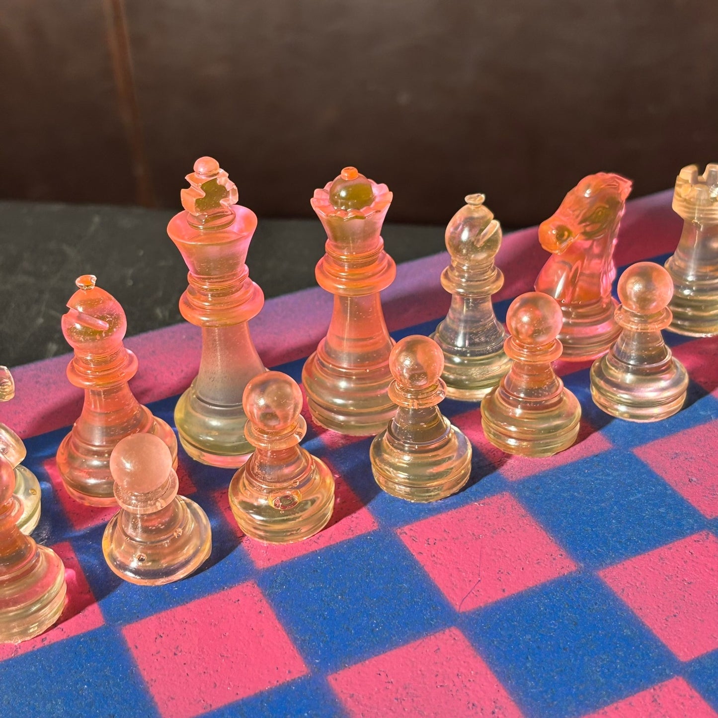 Classic Pink & Blue - Painted Chess Set