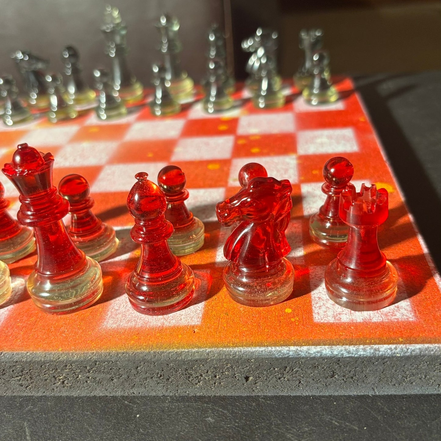 Opal Red - Painted Chess Set