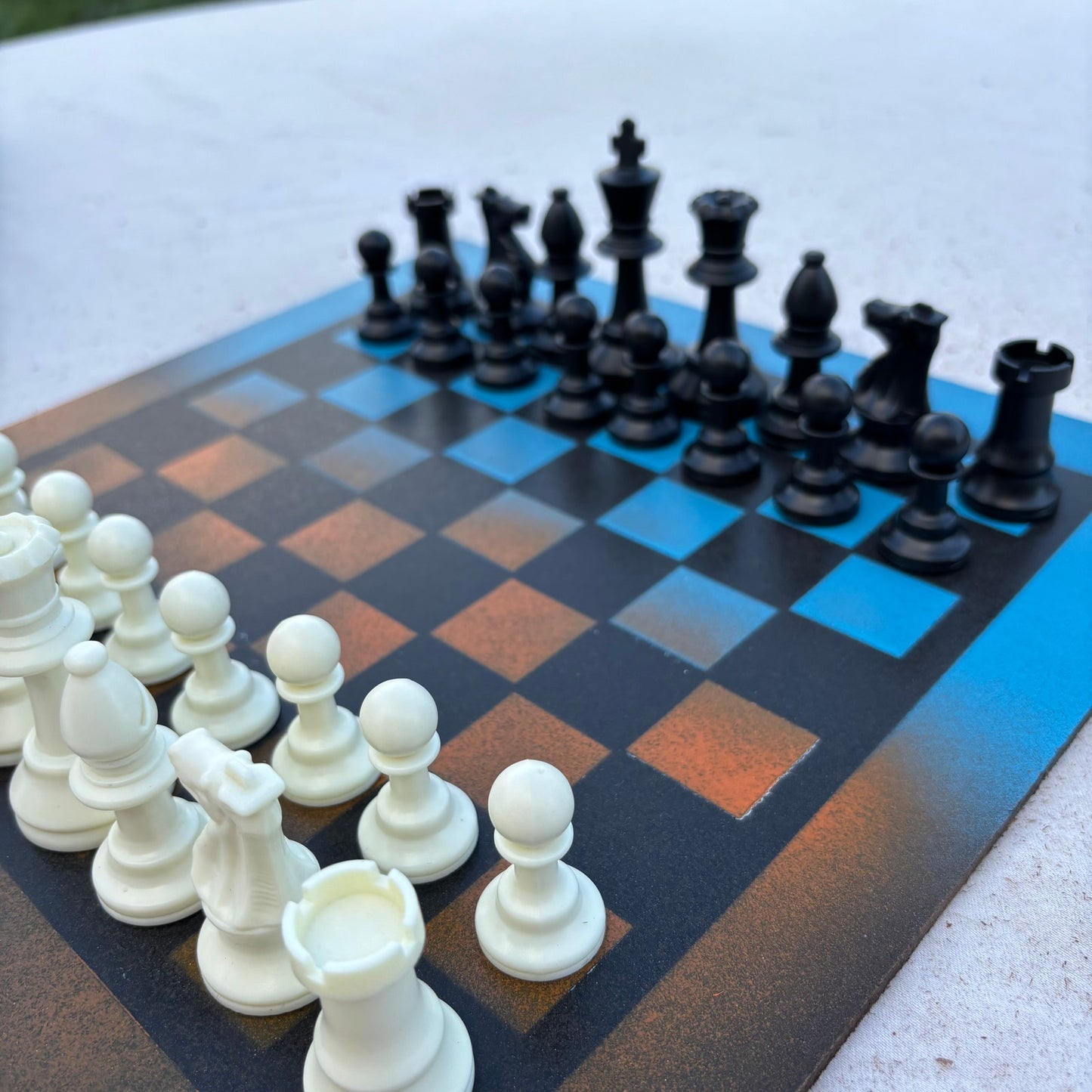 Simple Blue & Orange - Painted Chess Set